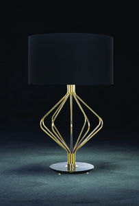 Modern Geometric Metal Table Lamp with Fabric Shade Decorative Bedside Lamp for Bedroom Living Room Use - Product Image 3