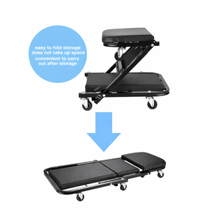 36 inch Creeper Seat Folding Car Repair <b>Bed</b> Capacity 300Lbs <b>Padded</b> Seat Steel Frame Portable Swivels Black GAPGAR034 - Product Image 5