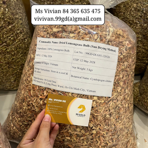 Hierba Limón Seca, Bulbo de Hierba Limón Seca 100% Natural Sin Aditivos, Secado por Aire Caliente, Origen Vietnam, Raíz de Hierba Limón Triturada, Halal - Product Image 4