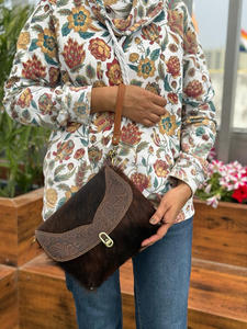 Nouvel arrivage de sacs à main en cuir gaufré de vachette occidentale pour sac à main à découper pour femmes sac à bandoulière décontracté élégant sacs en cuir véritable - Product Image 2