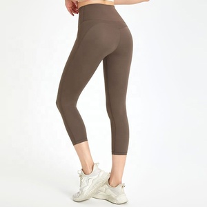 Direct Sale Custom Logo Black Yoga Pants High Waisted Tummy Control Workout Capri <b>Leggings</b> <b>Pockets</b> Women's Tight Casual Style - Product Image 6