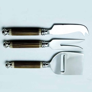 Stainless Steel Silver Cheese Set With Handmade Handle Salad Server Long Handle Inexpensive Cheese Tool Set - Product Image 1