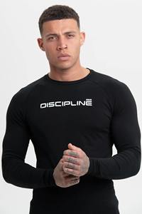 <b>Mens</b> Black Graphic Long Sleeve T Shirt Printed Letter Design <b>Stretch</b> Fit Breathable Casual Gym Activewear - Product Image 4
