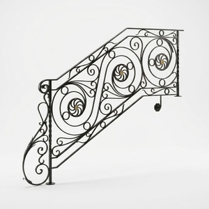 Rampe d'escalier murale en fer forgé de style victorien européen, résistante à la rouille, facile à assembler pour les hôtels - Product Image 1