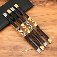 Bracelet tressé à la main en cuir véritable et acier inoxydable avec fermoir magnétique, gravable, pour homme, idéal soirées et clubs - Vente en gros