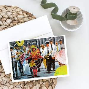 Cartes de voeux lunatiques Mardi Gras Pack 8 cartes vierges A7 taille 5x7 avec enveloppes dansant dans les rues Design - Product Image 2