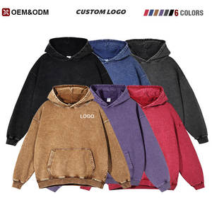 2026 <b>Men's</b> Acid Wash Hoodie Custom Logo Plain <b>Pullover</b> Mans Vintage Hoodies Washed Heavyweight Blank for <b>Men</b> - Product Image 3