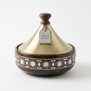 Cazuela de Madera Artesanal de Lujo con Tapa de Latón y Incrustaciones de Madreperla, Plato para Servir Ideal para Ramadán, Eid y Decoración del Hogar - Product Image 6