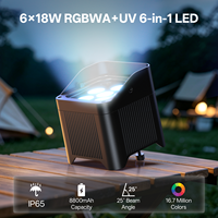 Projecteur PAR étanche U`King 6x18W RGBWA+UV 6-en-1, alimenté par batterie, avec télécommande DMX, rechargeable pour extérieur