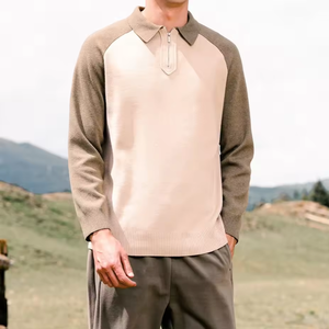 <b>Men's</b> Raglan Sleeve <b>Cardigan</b> Solid Color <b>Zipper</b> Front Turn-down Collar Autumn Wear - Product Image 3