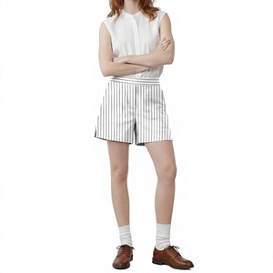 Women's Solid Mid Waist Cotton <b>Shorts</b> Tassel Pockets Casual Elastic Waist Regular Fit Breathable Eco-Friendly Knitted Fabric - Product Image 2