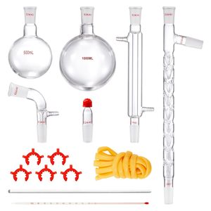 Kit di Distillazione in Vetro Borosilicato 3.3 con Giunto 24/40, Capacità 1000ml per Distillazione di Oli Essenziali, Evaporatore Rotante per Laboratori - Product Image 1