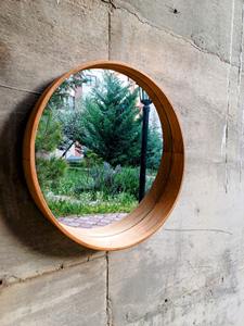 Miroir mural ovale en bois élégant et décoratif pour chambre et coiffeuse – Accessoire de miroir suspendu en gros - Product Image 6