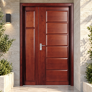 Porte d'entrée moderne en bois massif avec serrure numérique, porte battante manuelle pour appartement, surface extérieure finie GA-40S - Product Image 1