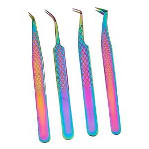 Professional Zullo Industries Curved Stainless Steel Eyelash Tweezers Sharp Tip Multi Color Lash Extension <b>Tool</b> - Product Image 1