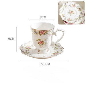 French Antique Style Embossed Floral Pattern Ceramic Coffee <b>Tea</b> <b>Cup</b> and Saucer <b>Set</b> - Product Image 5