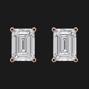 <b>Emerald</b> Cut Moissanite <b>Stud</b> Earrings Minimalist Luxury Solitaire Earrings Unisex Classic Jewelry - Product Image 1