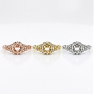 China Factory Glamorous Design High Quality 18k Solid White Gold Real Diamond Solitaire Semi Mount Engagement Ring for Women - Product Image 5