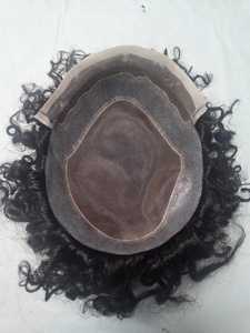 Prothèse capillaire frontale en dentelle, cheveux humains Remy, bouclés crépus, densité 130%, cheveux indiens, 100% noués à la main, nœuds invisibles, design central - Product Image 3