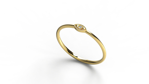 Luxury 18K Gold Eye Motif Single Round Diamond <b>Ring</b> Minimalist <b>Stacking</b> Promise <b>Ring</b> Band Fine Jewelry for Women Daily Wear <b>Ring</b> - Product Image 2