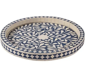 Plats de service ronds en bois avec décorations en mousse, pour la restauration hôtelière, provenant d'Inde. - Product Image 5