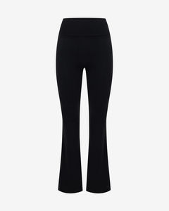 Women's <b>Black</b> Flare Pants High Waist Elastic Waist Full Length Knitted Casual <b>Trousers</b> - Product Image 5