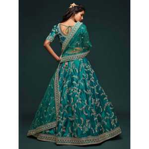 Lehenga choli ศิลปะการปักด้ายสีเขียวที่ยิ่งใหญ่ที่สุด - Product Image 1