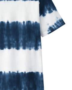 Camiseta personalizada con rayas tie-dye azul marino y blanco para hombre, de algodón, estilo casual, streetwear, cuello redondo, manga corta, a la moda, para verano. - Product Image 6