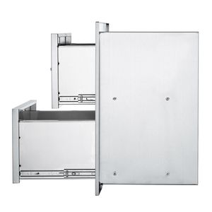 Soluzione di Stoccaggio per Cucina Esterna 17.8W X 20.2H X 12.2D Pollici, Cassetti Doppi per BBQ a Incasso con Maniglia in Acciaio Inox per BBQ da Isola - Product Image 1