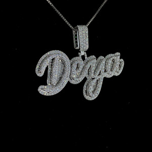 Colgante con nombre personalizado de 1,5 pulgadas, 2 pulgadas, 2,5 pulgadas, S925 D VVS, colgante de moissanita Hip Hop personalizado - Product Image 3