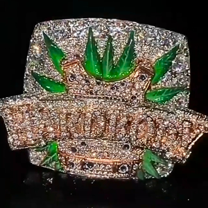 WoMen's 18K Gold Diamond <b>Ring</b> With <b>Emerald</b> Leaves Hiphop Style GIA Certified Natural Round Brilliant Cut Jewelry Gift - Product Image 1
