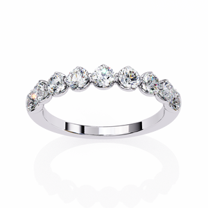 Anillo de Platino PT950 con Nueve Piedras Redondas Brillantes de Media Eternidad, Diseño Shared-U - Product Image 4