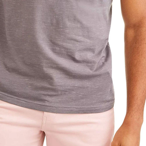 <b>Plus</b> <b>Size</b> Men's Solid O-Neck Knitted 100% Cotton Quick Dry Breathable Sporty Tank <b>Top</b> Gray and Light Blue with Pink Trim 2026 - Product Image 4
