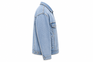 Custom Rhinestone Denim Jacket Personalized Logo <b>Light</b> Blue Jean Jacket Wholesale - Product Image 3