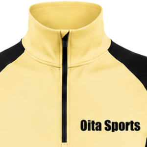 Camiseta Deportiva de Manga Larga con Cierre de Cremallera, Color Amarillo Neutro y Negro, para Mujer, con Orificios para los Pulgares, Corte Ajustado, para Correr, Gimnasio, Entrenamiento - Product Image 3