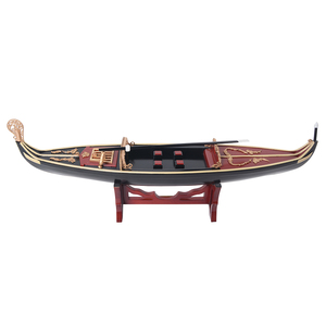 B083 - Modèle de gondole vénitienne en bois artisanal, bateau de Venise, décoration nautique, cadeau pour collectionneur maritime, présentoir 64Lx15.2Wx22H cm - Product Image 1