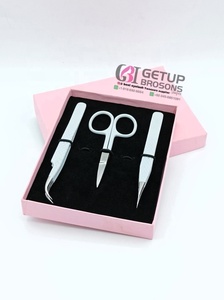 Pince à épiler pour extensions de cils en acier inoxydable, gris clair, revêtement poudré, courbée, à pointe diamant, antistatique et antimagnétique, vente en gros - Product Image 5