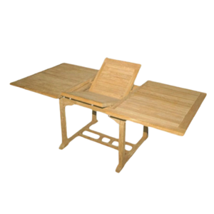 Esta mesa rectangular extensible de teca cuenta con un mecanismo de hoja desplegable y es adecuada para uso en interiores y exteriores. - Product Image 3