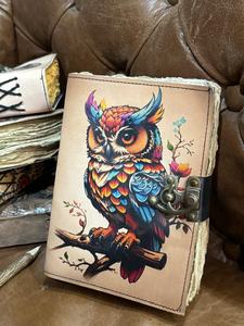 Diario de Tapa Dura de Cuero con Impresión UV Vintage, Mandala con Búho, Cubierta con Impresión UV, Borde Decorativo, Cuaderno de Papel Hecho a Mano de Alta Calidad - Product Image 2