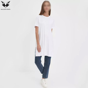 Camiseta larga para mujer Modest Wear, blanca y negra, 2 piezas, ajuste holgado, informal, cómoda, de algodón suave, para uso diario. - Product Image 4