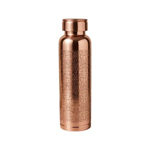 Bouteille d'eau en cuivre pur à motif cactus avec bouchon en cuivre anti-fuite, gourde métallique réutilisable écologique pour l'hydratation quotidienne et les cadeaux - Product Image 4