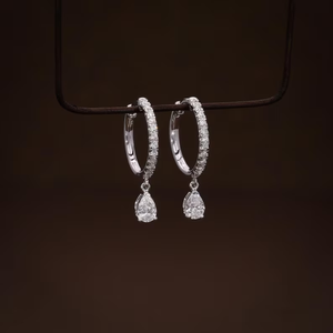 Pendientes de Diamantes Cultivados en Laboratorio con Forma de Pera, 0.68 CTW, Aro Redondo con Colgante en Forma de Pera, Color D-E-F, Diamantes VVS2, Joyería de Regalo para Mujer - Product Image 1