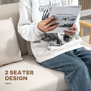 Divano a 2 Posti Beige Piccolo con Cuscini, Imbottito per Spazi Ristretti - Product Image 6