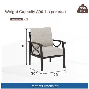 Set di Mobili da Giardino in Metallo per Tutte le Stagioni, 5 Pezzi, con Cuscini Beige Spessi 4 Pollici e Struttura Color Caffè Kaki, Divano Conversazione a 5 Posti - Product Image 5