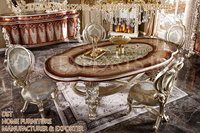 Ensemble de table à manger moderne en teck doré royal à finition brillante, taille personnalisée, meubles de décoration intérieure durables
