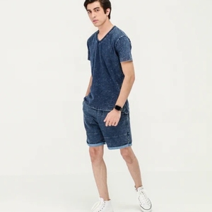 Shorts en jean pour homme toutes saisons, entièrement personnalisables, streetwear, 360g, 100% coton, respirant, séchage rapide, haute qualité, couleur personnalisable - Product Image 3