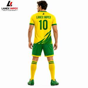 Ensemble de maillot de football personnalisé pour hommes et garçons, tenue de sport à manches courtes, tissu respirant, uniforme d'équipe, entraînement, logo, nom - Product Image 4