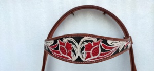 Brida de cuero occidental para caballo con un hermoso diseño, hecha a mano con cuero genuino. - Product Image 4