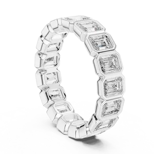 Anillo Unisex de Plata 925 con Diamantes Cultivados en Laboratorio, Corte Esmeralda, Estilo Eternity, 3.40 CTW, Color E, Diseño Art Deco de Lujo - Product Image 2