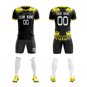 Custom Purple Yellow Soccer Jersey Set V-Neck Short Sleeve Sublimated Breathable Unisex Adult Team Apparel - Product Image 1